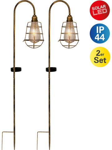 näve 2-delige set: ledsolartuinstekers messingkleurig - (B)10,5 x (H)76,5 cm