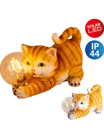 näve LED-Solar-Dekoleuchte "Katze" in Orange - (B)25 x (H)15 x (T)11 cm
