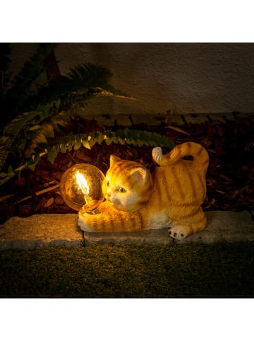 näve LED-Solar-Dekoleuchte "Katze" in Orange - (B)25 x (H)15 x (T)11 cm