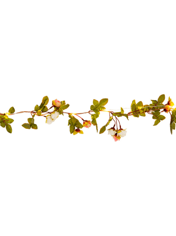 näve LED-Lichterkette "Röschen" in Grün/ Rosa - (L)420 cm