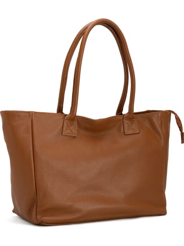 Mia Tomazzi Skórzana torebka "Zuara" w kolorze jasnobrązowym - 35 x 27 x 16 cm