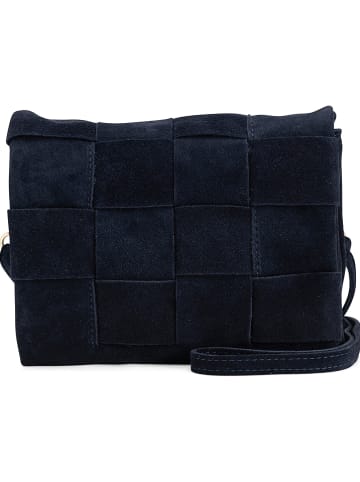 Mia Tomazzi Leren schoudertas "Empoli" donkerblauw - (B)23 x (H)17 x (D)5 cm