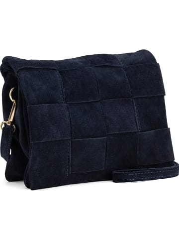 Mia Tomazzi Leren schoudertas "Empoli" donkerblauw - (B)23 x (H)17 x (D)5 cm