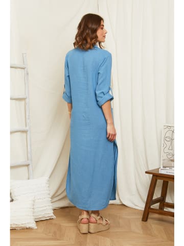 Rodier Lin Lniana sukienka w kolorze błękitnym