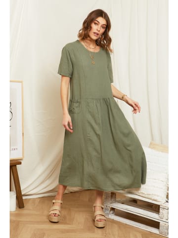 Rodier Lin Leinen-Kleid in Oliv