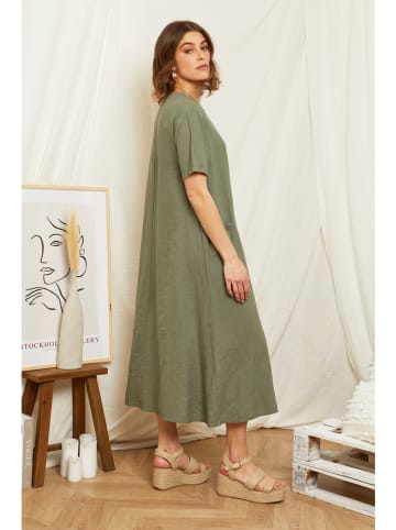 Rodier Lin Leinen-Kleid in Oliv