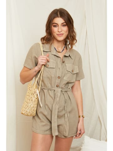 Rodier Lin Leinen-Jumpsuit in Taupe