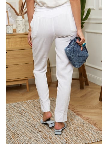 Rodier Lin Lniane spodnie "Provence" w kolorze białym