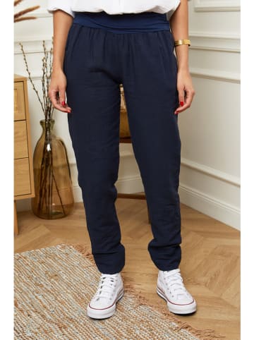 Rodier Lin Linnen broek "Provence" donkerblauw