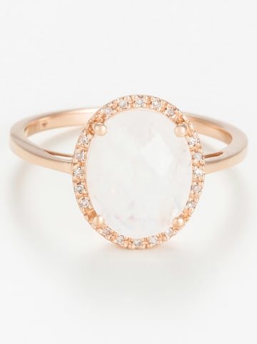 DIAMANTA Złoty pierścionek "Emotion" z diamentami i kamieniem księżycowym
