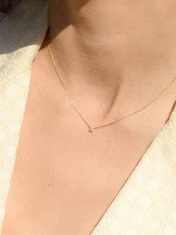 ATELIER DU DIAMANT Gouden ketting "Solitaire" met diamant - (L)42 cm