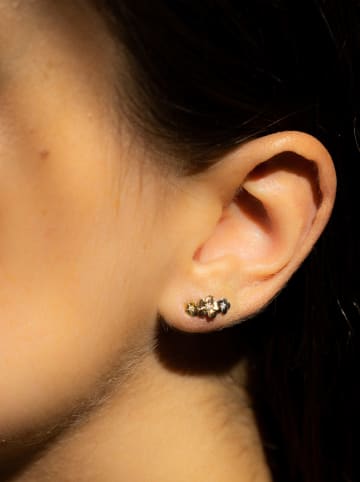 DIAMANTA Złote kolczyki-wkrętki "Ikebana" z diamentami