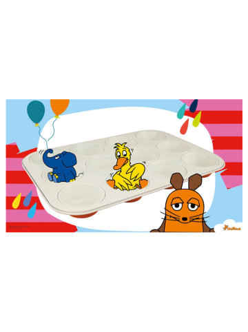 Dr. Oetker Foremka "Mouse" w kolorze biało-pomarańczowym do muffinek - 38,5 x 26,5 cm