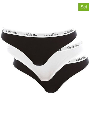 CALVIN KLEIN UNDERWEAR Stringi (3 pary) w kolorze czarnym i białym