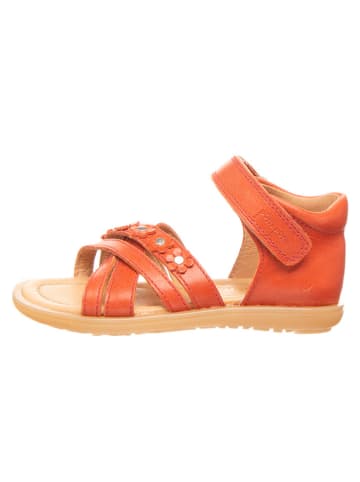 POM POM Leder-Sandalen in Koralle