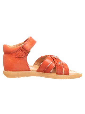 POM POM Leder-Sandalen in Koralle