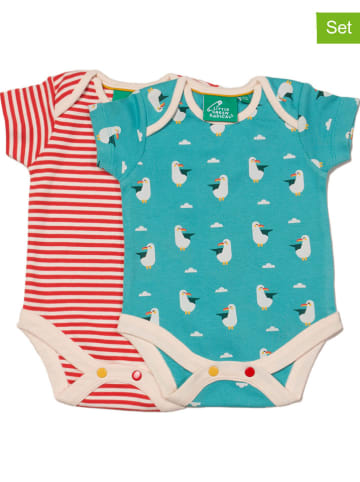 Little Green Radicals 2-delige set: rompers rood/turquoise