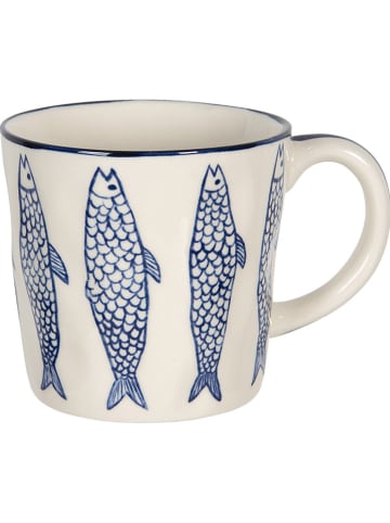 Clayre & Eef Tasse in Creme/ Blau - 300 ml