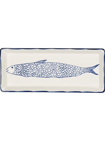 Clayre & Eef Servierschale in Creme/ Blau - (L)30 x (B)12 cm