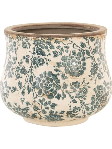 Clayre & Eef Blumentopf in Beige/ Grün - (H)17 x Ø 21 cm