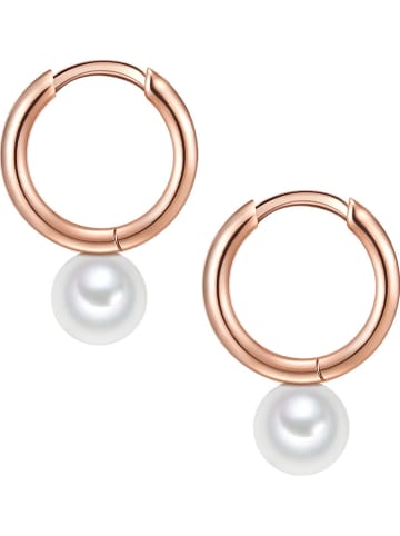 The Pacific Pearl Company Rosévergold. Creolen mit Perlen