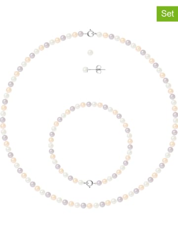 Pearl Addict 3tlg. Perlen-Schmuckset  in Weiß/ Lila/ Apricot