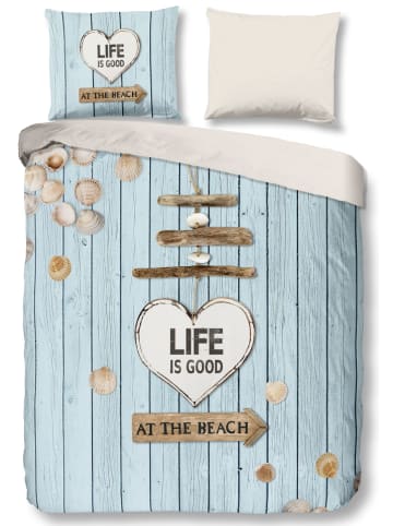 Good Morning Beddengoedset "Beach" lichtblauw