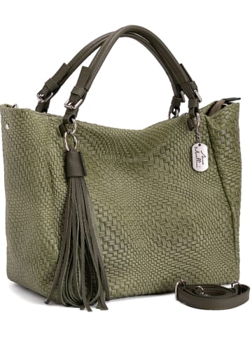 Anna Morellini Skórzany shopper bag "Solana" w kolorze zielonym - 42 x 30 x 20 cm