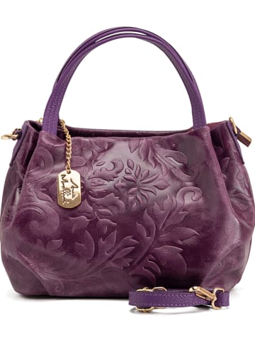 Anna Morellini Leder-Henkeltasche "Clarissa" in Lila - (B)28 x (H)20 x (T)12 cm
