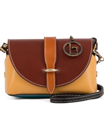 Lia Biassoni Leder-Umhängetasche "Gerace" in Braun - (B)17 x (H)12 x (T)8 cm