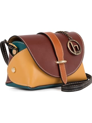 Lia Biassoni Leder-Umhängetasche "Gerace" in Braun - (B)17 x (H)12 x (T)8 cm