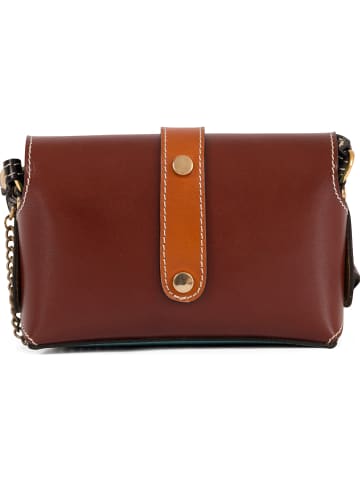 Lia Biassoni Leder-Umhängetasche "Gerace" in Braun - (B)17 x (H)12 x (T)8 cm