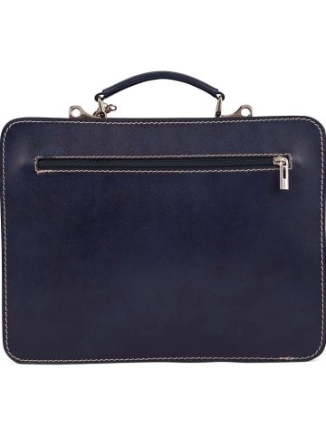Lia Biassoni Leder-Businesstasche "Melito" in Dunkelblau/ Braun - (B)23 x (H)26 x (T)8 cm