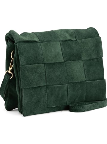 Mia Tomazzi Leder-Umhängetasche "Empoli" in Dunkelgrün - (B)23 x (H)17 x (T)5 cm