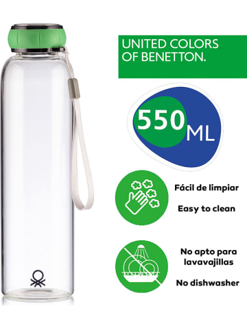 Benetton Trinkflasche in Transparent/ Grün - 550 ml