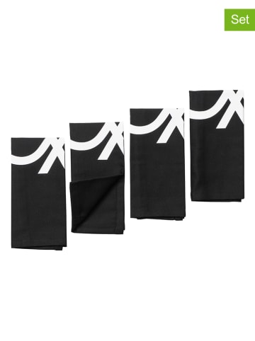 Benetton 4-delige set: placemats zwart/wit - (L)45 x (B)30 cm