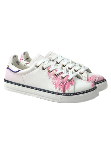 Goby Leder-Sneakers in Weiß/ Rosa