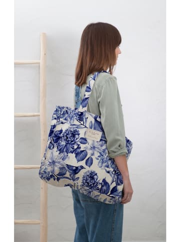 Madre Selva Shopper bag "Blue Flowers" w kolorze niebieskim - 42 x 36 x 7 cm