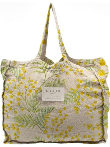 Madre Selva Shopper bag "Mimosa" w kolorze beżowo-żółtym - 42 x 36 x 7 cm