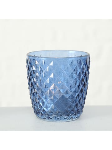 Boltze 4-delige set: windlichten "Marilu" blauw - (H)7,5 x Ø 7,5 cm