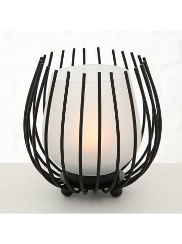 Boltze 2er-Set: Windlichter "Laval" in Schwarz - (H)12 x Ø 12 cm