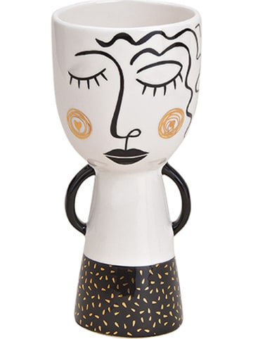 G. Wurm Vase "Frau" in Weiß/ Schwarz - (H)20 x Ø 9 cm