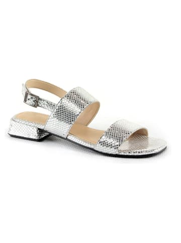 Manoukian shoes Skórzane sandały "Sasha" w kolorze srebrnym