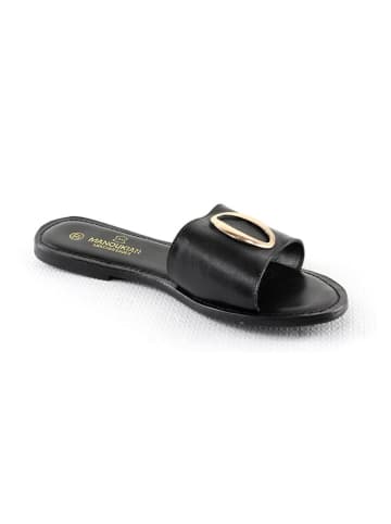 Manoukian shoes Skórzane klapki "Tess" w kolorze czarnym