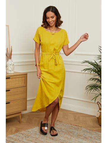 Le Monde du Lin Kleid "Lydia" in Senf