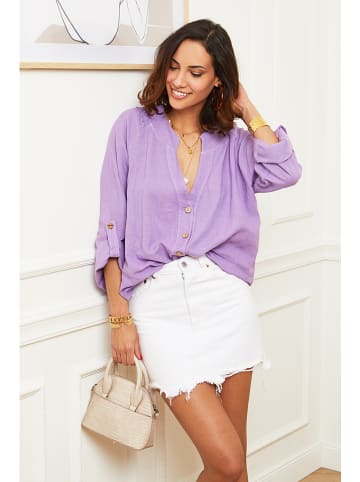 Naturelle en lin Linnen blouse "Barcelona" paars