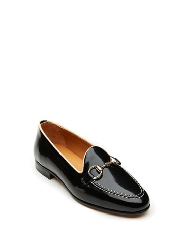 British Passport Leder-Mokassins in Schwarz