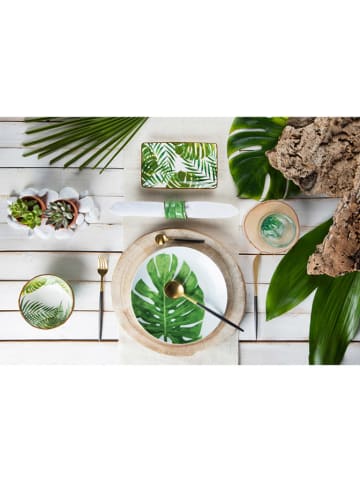Trendy Kitchen by EXCÉLSA Miski (4 szt.) "Foliage" w kolorze zielono-białym - wys. 6,5 x Ø 13,5 cm