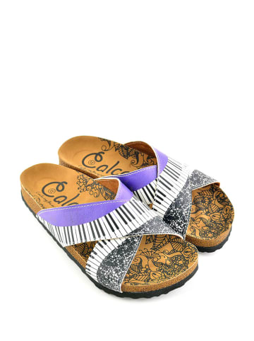 Calceo Slippers paars/wit/zwart