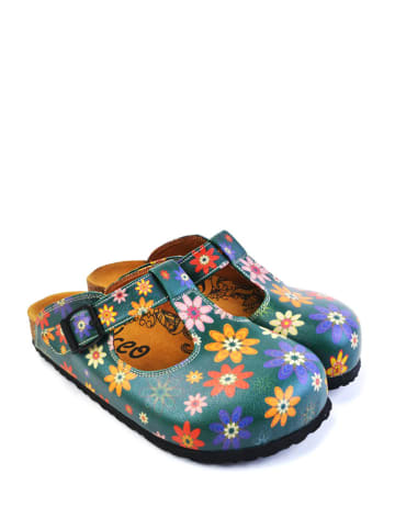 Calceo Clogs in Grün/ Bunt